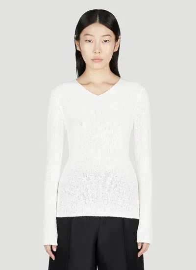 Totême Bouclé Knit Sweater In White