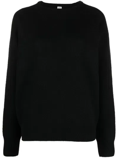 Totême Crew-neck Wool Jumper In Black