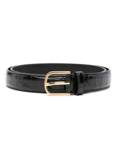 Totême Croco Leather Belt In Black