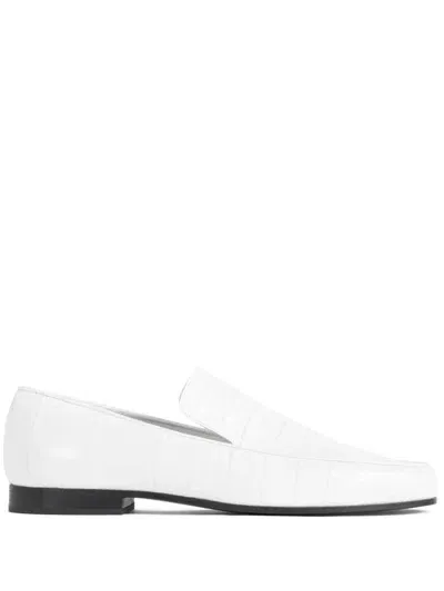 Totême Crocodile-effect Leather Loafers In White