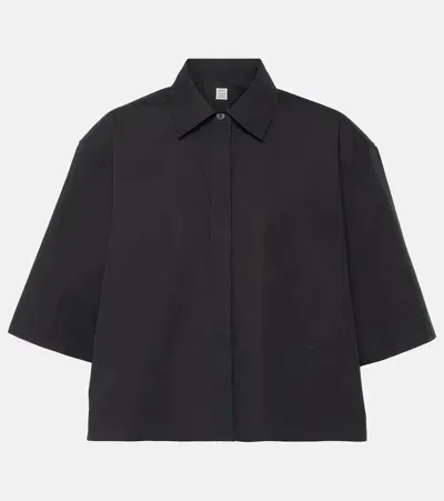 Totême Cropped Cotton Shirt In Black