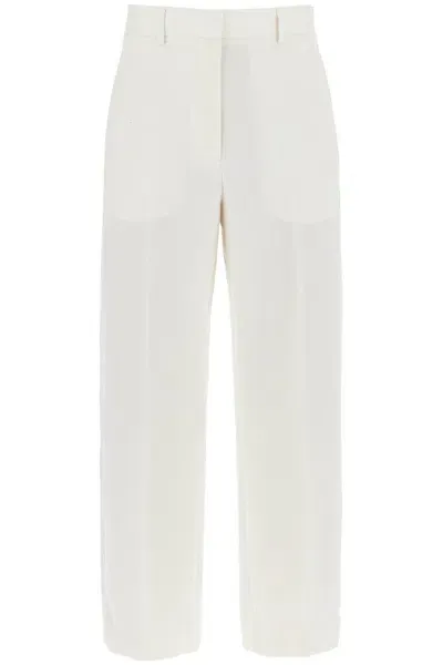 Totême Cropped Wool Blend Trousers In White