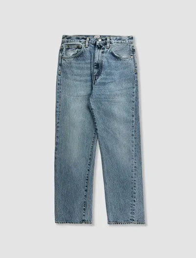 Totême Denim With Bias Stitching In Worn Blue