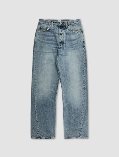 Totême Denim With Bias Stitching In Worn Blue