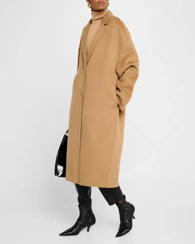 Totême Double-wool Cocoon Coat In Medium Brown