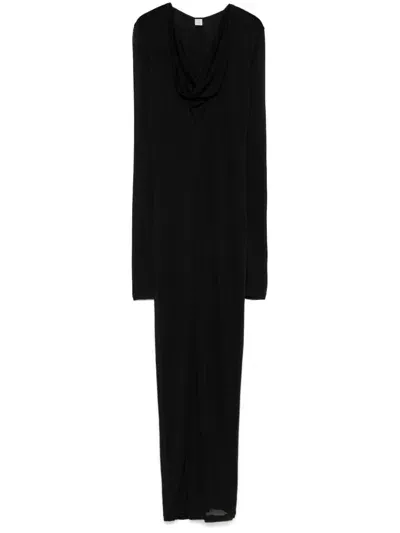 Totême Draped V-neck Dress In Black