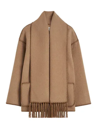 Totême Embroidered Scarf Jacket In Brown