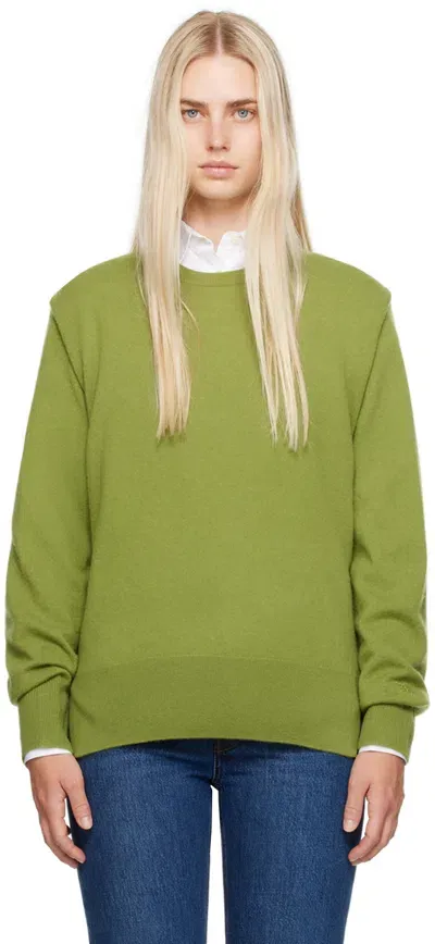 Totême Green Crewneck Sweater In 191 Laurel