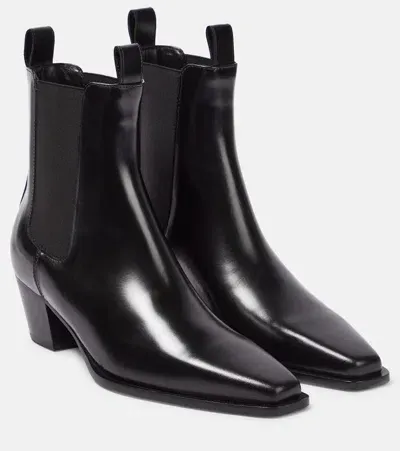 Totême Leather Ankle Boots In Black