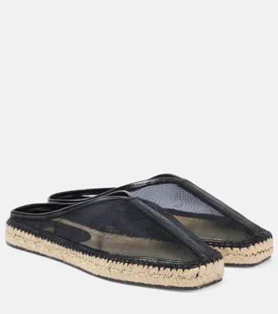 Totême Leather-trimmed Mesh Espadrilles In Black