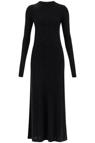 Totême Long Black Relaxed Dress In Jersey Woman