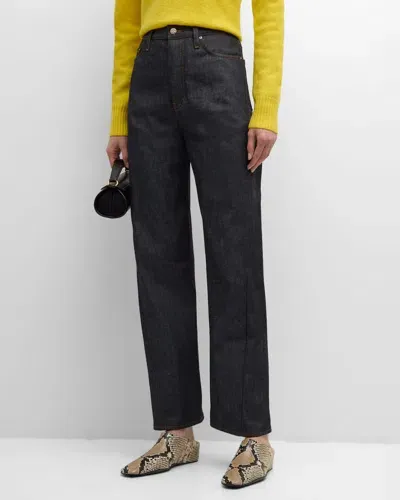 Totême Long Twisted Seam Denim Pants In Navy Blue