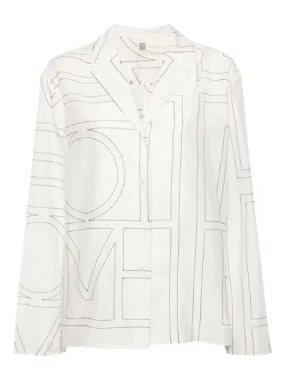 Totême Monogram-embroidered Sleep Shirt In White