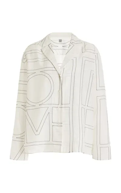 Totême Monogram-printed Cotton-blend Pj Top In White