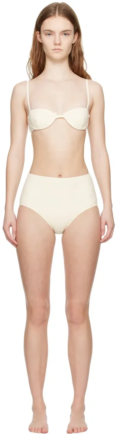 Totême Off White Sweetheart Neck Bikini In 172 Tofu