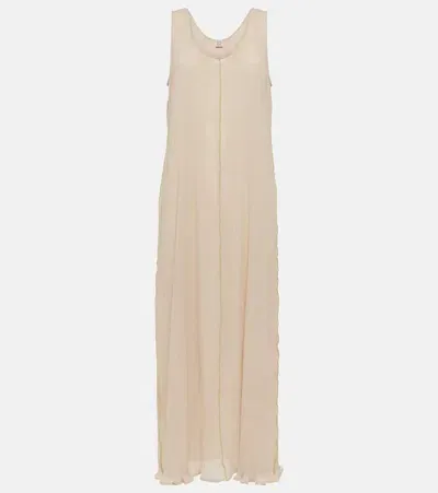 Totême Plissé Maxi Dress In Beige