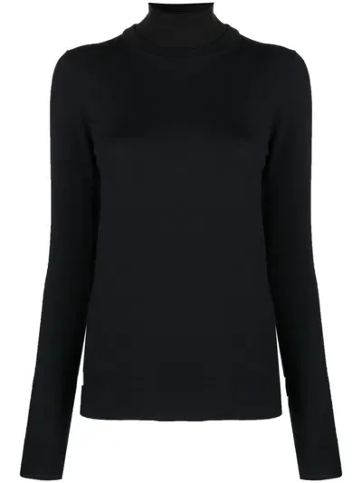 Totême Roll-neck Knit Jumper In Blue