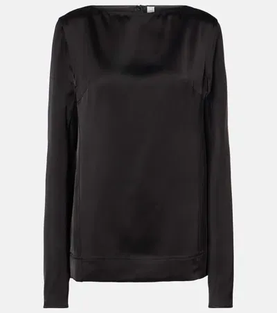 Totême Satin Top In Black