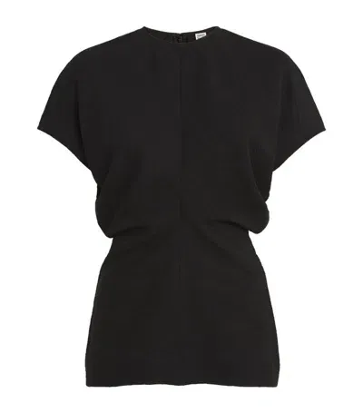 Totême Short-sleeve Draped Top In Black