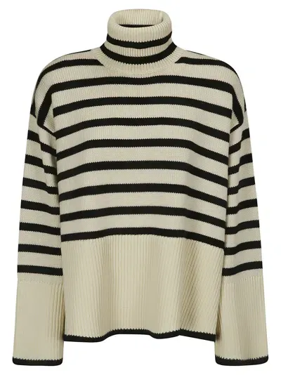 Totême Signature Stripe Turtleneck In Nude & Neutrals