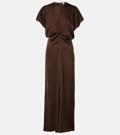 Totême Slouch Draped Maxi Dress In Brown