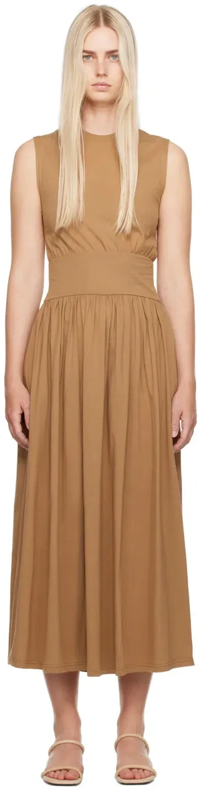 Totême Ssense Exclusive Brown Tee Midi Dress In 033 Camel