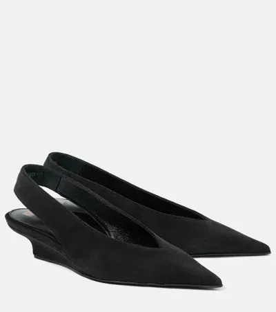 Totême Suede Wedges In Black