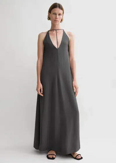 Totême T-strap Crepe-back Satin Dress Lead