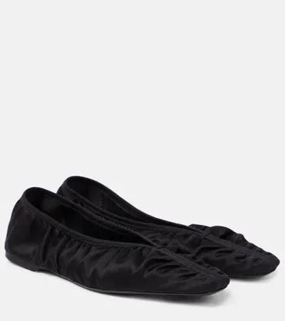 Totême The Gathered Flat Satin Ballet Flats In Black