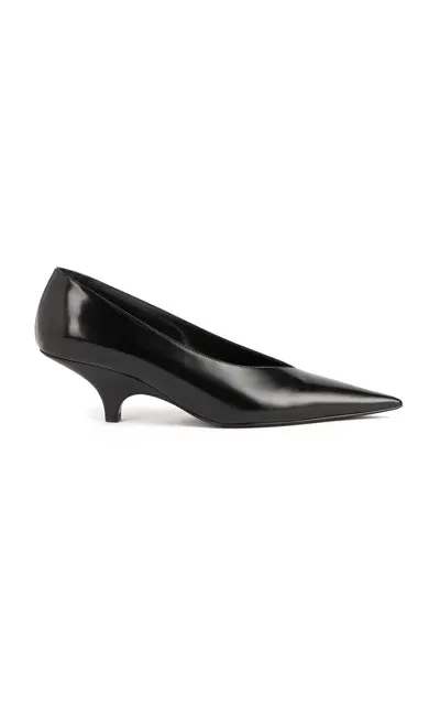 Totême Sleek Leather Wedge Pumps In Black