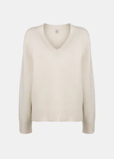 Totême Dropped-shoulder V-neck Jumper In Snow