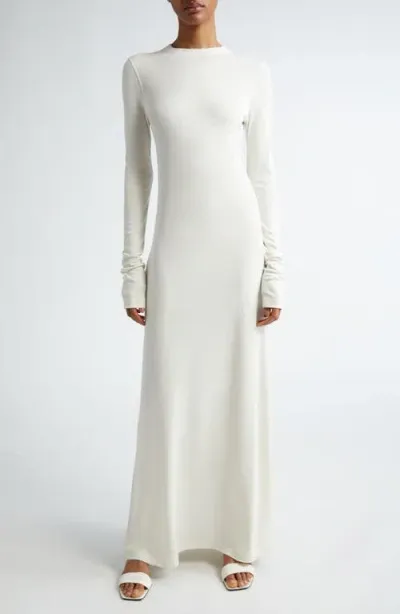 Totême Toteme Long Sleeve Jersey Maxi Dress In Meringue