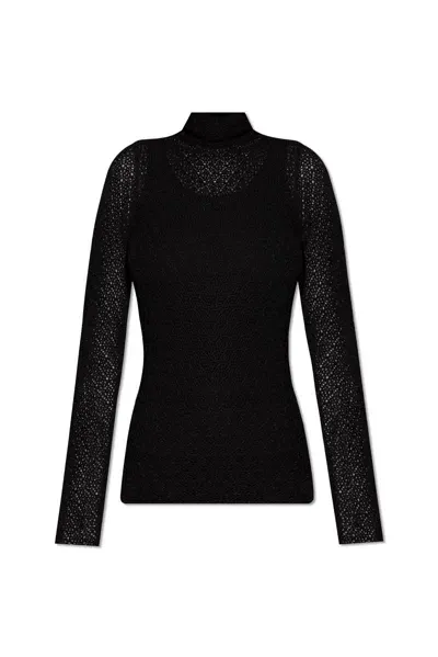 Totême Toteme Openwork Turtleneck Sweater In Black