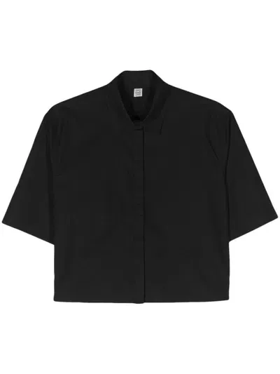 Totême Classic-collar Cropped Shirt In Black