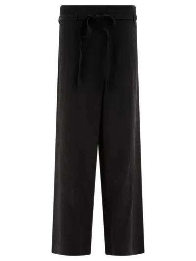 Totême Toteme Wide Leg Trousers In Fluid Viscose And Linen In Black