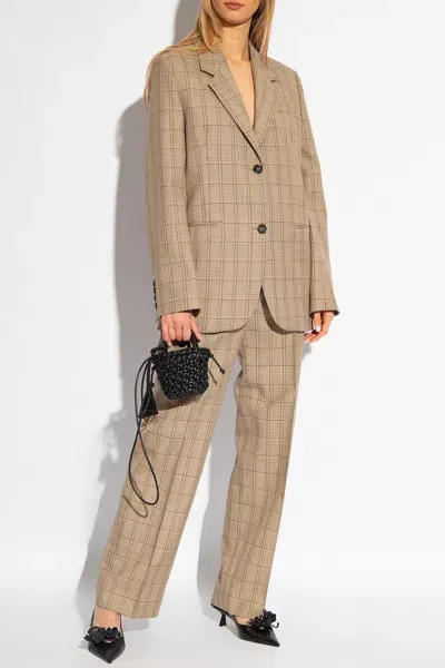 Totême Check-pattern Wool Blazer In Beige