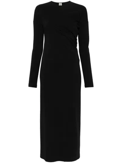 Totême Twisted Midi Dress In Black