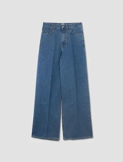 Totême Wide Leg Jeans In Vibrant Blue