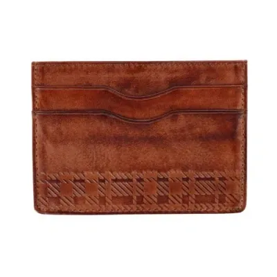 Trafalgar Caelen Plaid Embossed Rfid Leather Card Case In Neutral