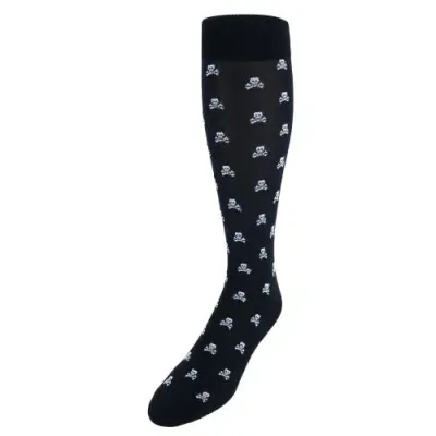 Trafalgar Rodger Skull And Cross Bones Over The Calf Mercerized Cotton Socks In Black