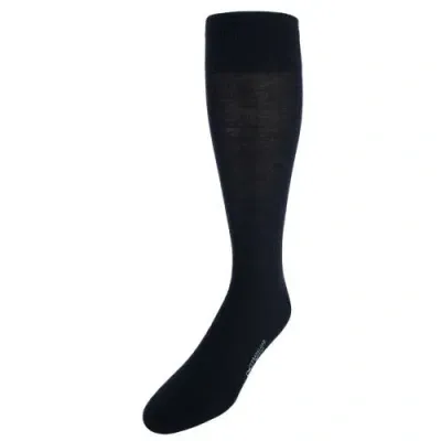 Trafalgar Sutton Fine Merino Wool Solid Color Ribbed Socks In Black