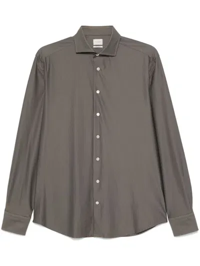 Traiano Milano Geometric-pattern Shirt In Brown