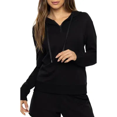 Travismathew Friday Ponte Half Zip Hoodie In Black