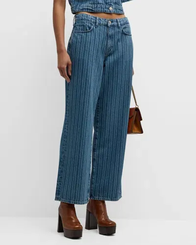 Triarchy Sparrow Stripe Mid-rise Baggy Jeans In Blue