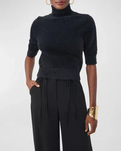 Trina Turk Mali Fuzzy Turtleneck Sweater In Black