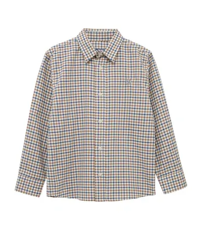 Trotters Kids' Cotton Check Oliver Shirt In Gray