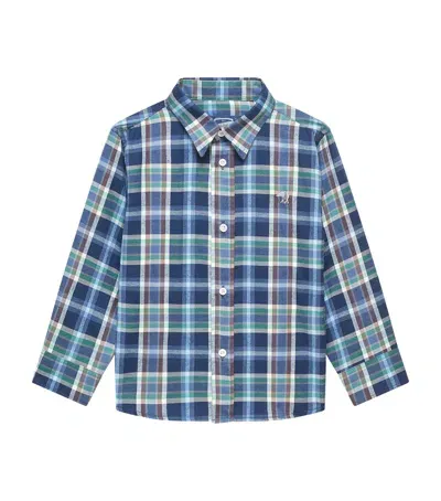 Trotters Kids' Cotton Check Oliver Shirt In Brown