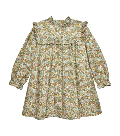 Trotters Kids' Cotton Floral Pippa Dress In Blue