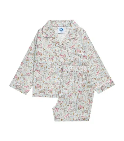 Trotters Kids' Cotton Liberty Print Pony Pyjama Set In Blue