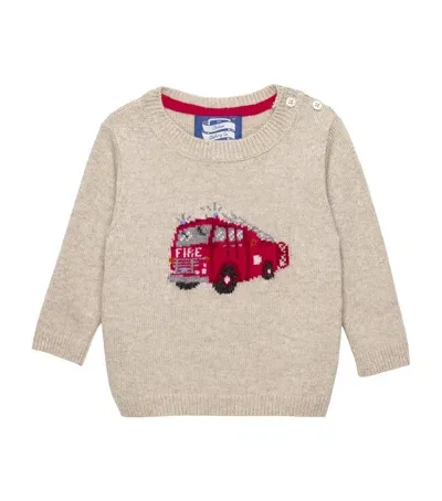 Trotters Kids' Fire Engine Sweater In Neutral